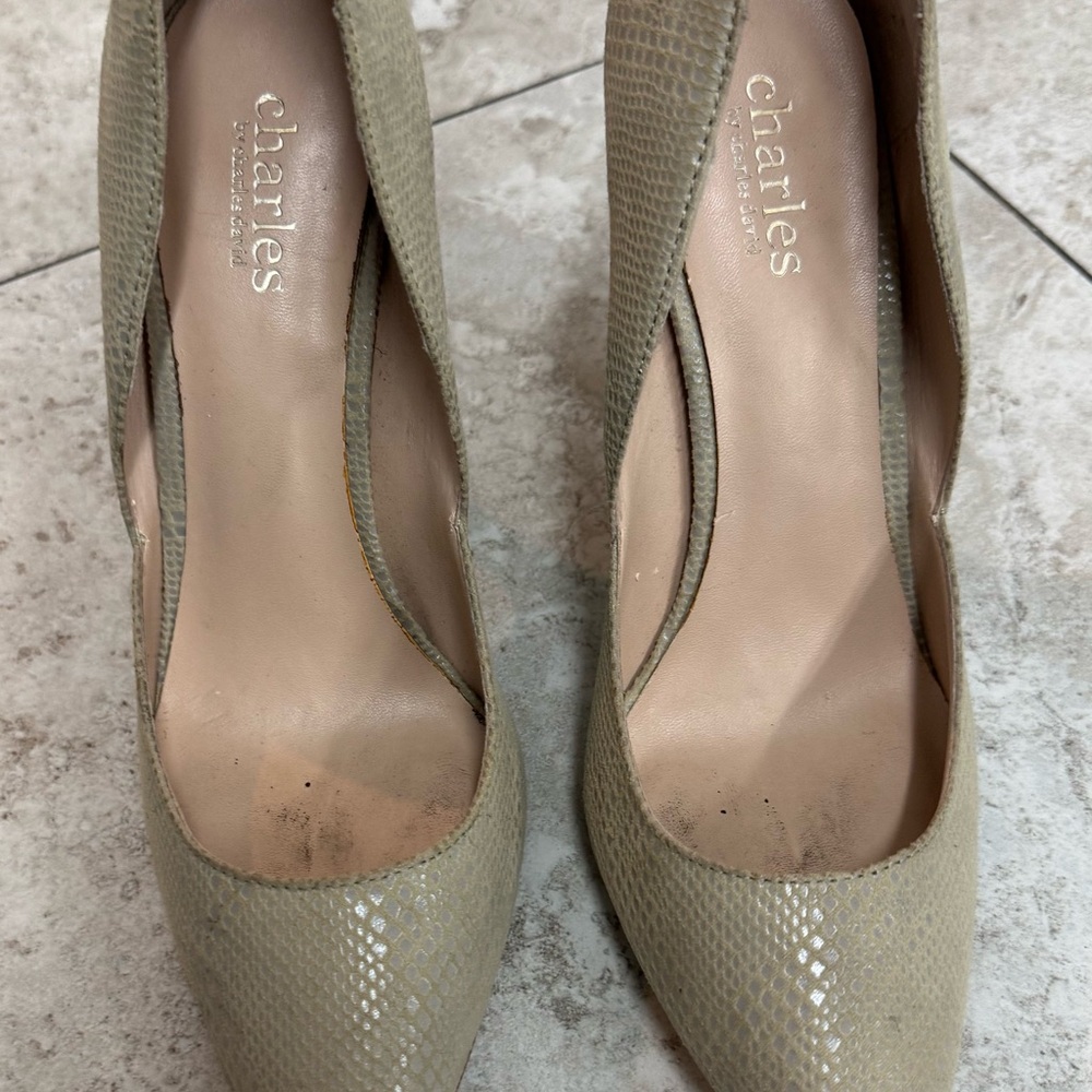 Charles By Charles David Textured Beige Heels